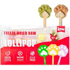 Freeze Dried Lollipop Dog/Cat Birthday Treats,All Natural Ingredient High Protein Protein Chicken Recipe,Three Flavors(Chicken/cod Spinach/Beef Dragon Fruit)，20 pcs
