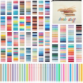 Book Annotation Kit with 8000 Pcs Transparent Sticky Tabs Sticky Notes 36 Aesthetic Highlighters Canvas Bag for Bible Study Book Lover Gift Office Annotating Supplies
