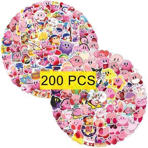 Cartoon Video Game Kirby Stickers（200 Pcs）.Cute Vinyl Decals Gifts Merch Party Supplies Accessories for Water Bottles Skateboard Luggage Scrapbook Kids Teens Adult