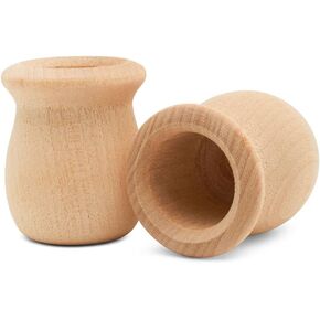 Bean Pot Candle Cups, 1 Inch, 7/16 Inch Hole, Pack of 25 Unfinished Wood Candle Holders, Wood Turnings for Crafts, by Woodpeckers
