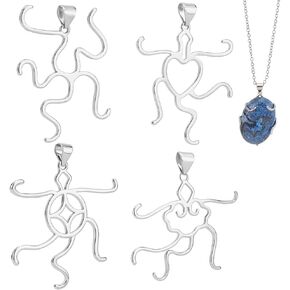 PH PandaHall 4pcs Silver and 18K Gold Adjustable Pendant Blanks, Brass Base Setting Claw Prong for DIY Women Gemstone Setting Handmade Necklace Jewelry Making