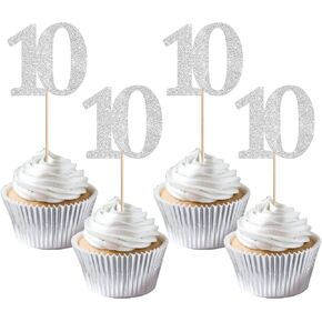 Rsstarxi 36 Pack Number 16 Cupcake Toppers Silver Glitter Cheers to 16 Years Birthday Cupcake Picks Decoration for Happy 16th Birthday Wedding Anniversary Party Cake Decorations
