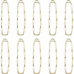 PandaHall 10pcs KC Gold Open Back Bezel Charms Epoxy Resin Pressed Flower Blank Rectangle Frame Hollow Dangle Pendants for UV Resin Jewelry Making Choker Earrings Necklace Bracelet DIY Crafts