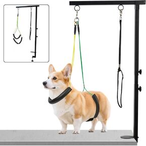 Dog Grooming Table Arm for Small Dogs at Home Foldable with Anti-Slip Powerful Metal Clamp,35" Adjustable Height Grooming Arm, Suitable for Small & Medium Pets (Grooming Table Not Included)