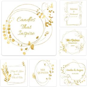 Square Custom Stickers Clear Transparent Gold Foil Personalized Sticker for Businesses Logo Favors Labels Thank You Stickers