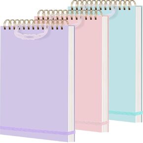 3 Pack Top Spiral Notebook 7"x10" Hardcover Steno Pads 240 Pages(120 Sheets) College Ruled Waterproof Cover Notepad Left-Handed Notebooks for Work School Office