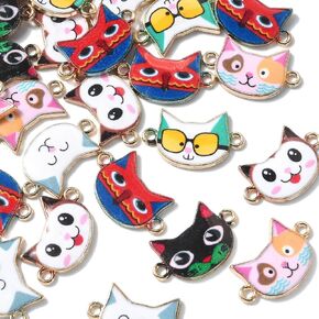 KitBeads 50pcs Random Chicken Connector Charms Bali Style Flower Printed Little Bird Charms 2-Hole Mini Animal Sparrow Chick Charms for Jewelry Making Bulk