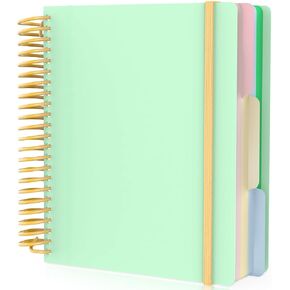 EUSOAR 3 Subject Spiral Notebook, 1 Pack A5 7.3"x 8.1" Lined Travel Journal for Women, Small 240 Pages Thick Paper College Ruled Notebook with Pockets for Work Office School Journal Note Taking