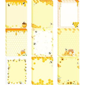 Bee Gift Sticky Notes - 9 PCS Bee Themed Gifts Honey Bees Self Stick Note Pads to Do List Memo Pads for Bee Lovers Student Teacher Women Office School Study Supplies 3x3 Inches