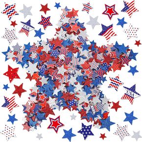 Whaline Patriotic Foam Stickers 4th of July Colorful Prints Stars American Flag Foam Decals Glitter Stars Self-Adhesive Stickers for Independence Day Party Decoration Scrapbook DIY Crafts, 350Pcs
