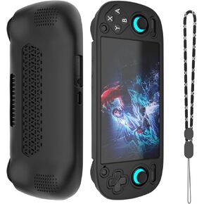 for Retroid Pocket 5 Case, Silicone Cover Shell Anti-Slip, Shock Proof, Soft Protective for Retroid Pocket 5 Retro Handheld Game Console Accessories with Lanyard - Black