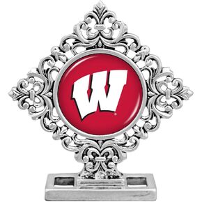 From the Heart Wisconsin Diamond Shaped Ornate Desk Decor, 2.5 x 2.375 inches, Silver Officially Licensed UW