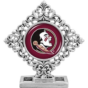 Florida State Diamond Shaped Ornate Desk Decor, 2.5 x 2.375 inches, Silver Officially Licensed FSU