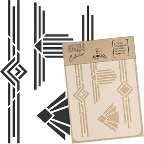 NAKLEO DIY Reusable Plastic Stencil - Art Deco Frames Borders 2 - Art Craft Wall Painting Pattern Template Scrapbooking Decoupage - Fabric Furniture Wood (A5)