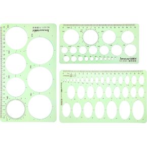 Circle Stencils for Drawing, 3 Pcs Circle Template for Drawing, Drafting, Painting, Round, Oval, School Office (Translucent Green)