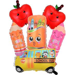 6pcs Back to School Balloons - 28.3inch School Bus Balloon - Pencil Balloons for Back to Schools Decorations - Party Supplies