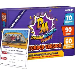 QUOKKA Charades Game for Family – Kids Acting & Improv Game with 120 Scenario & Quirk Cards – Fun Act It Out Theater Games Night | Drama Mayhem Original Pack