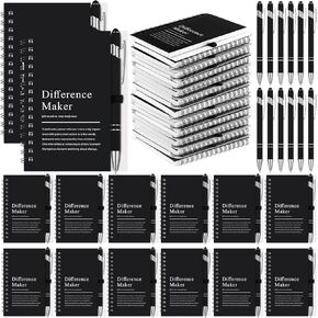 24 Sets Difference Maker Gifts Employee Appreciation Gifts Bulk Inspirational A6 Spiral Notebook Motivational Journals with Pen for Women Men Coworker Teacher Nurse Graduation(Vibrant Color)