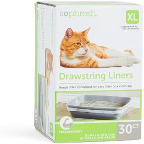 So Phresh Drawstring Cat Litter Box Liners 37" L X 19" W Count of 30