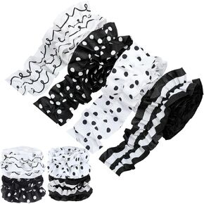 4 Rolls 40ft Ruffled Black and White Bulletin Board Border for Classroom Fabric Decorate Bulletin Board Trim for Back to School Classroom Teacher Desks Doors Walls Decorations Essentials