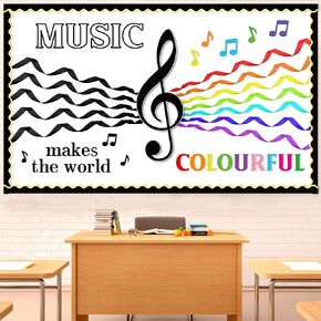 63Pcs Music Classroom Bulletin Board Set Music Notes Cutouts Musical Notes Silhouette Back to School Party Decorations for Toddler Kids Students Classroom Chalkboard Wall Decor Supplies