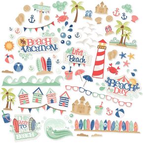 Paper Die Cuts - Life's a Beach - Over 60 Cardstock Scrapbook Die Cuts - by Miss Kate Cuttables