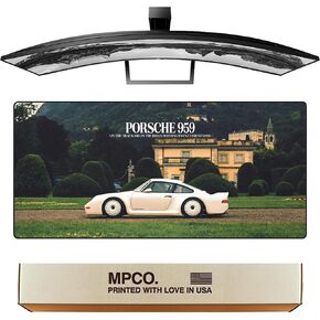 Racing Series Large Gaming Desk Pad - 36" x 17" Aeroglyde Fabric Porsche-959 Desk Mats - Non-Slip, Washable, Smooth Glide for Precision Gaming & Work