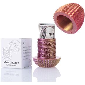 Egg-Shaped Maze Gift Box - Money Box for Cash Gifts, Puzzle Box for Boys & Girls, Easter Gift Box with Hidden Compartments, Easter Present for Birthdays & Special Occasions (Red-Gold-Purple Gradient)