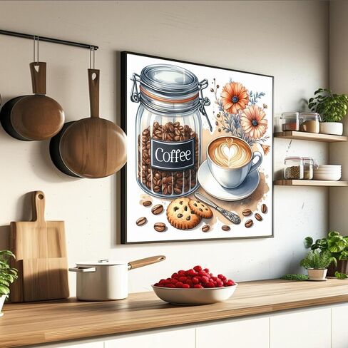 4Packs Coffee Diamond Art Kits for Adults,Vintage Coffee Diamond Painting Kits,DIY 5D Diamond Art Painting Kits,Gem Art Painting Kits for Home Wall Decor 13.8x13.8inch in Saudi Arabia