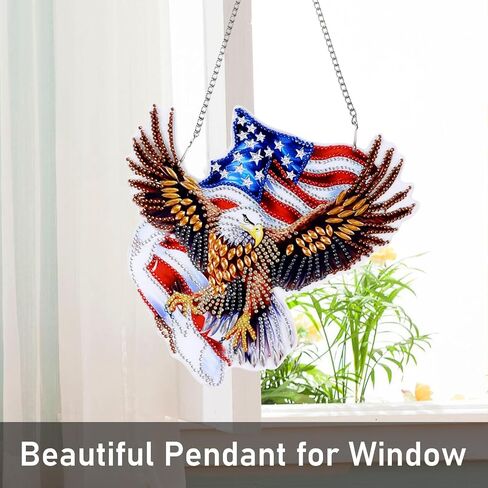 NQRSBUI DIY معلقات فن الماس المعلقة للبالغين ، النسر مزدوج من جانب الماس اللوحة Suncatchers المعلقات ، مجموعة طلاء Crystal Gem Craft للديكور في المنزل Garden (Eagle2) in Kuwait