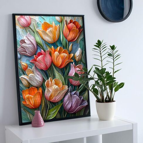 Stained Glass Puzzle for Adults 1000 Pieces, Lotus Flower Puzzles 1000 Pieces Art, Impossible Hard Challenging Puzzles, Colorful Stained Glass Jigsaw Puzzle Waterlily in Saudi Arabia
