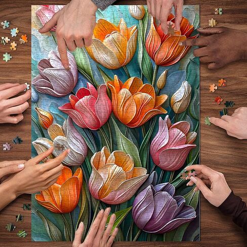 Stained Glass Puzzle for Adults 1000 Pieces, Lotus Flower Puzzles 1000 Pieces Art, Impossible Hard Challenging Puzzles, Colorful Stained Glass Jigsaw Puzzle Waterlily in Saudi Arabia