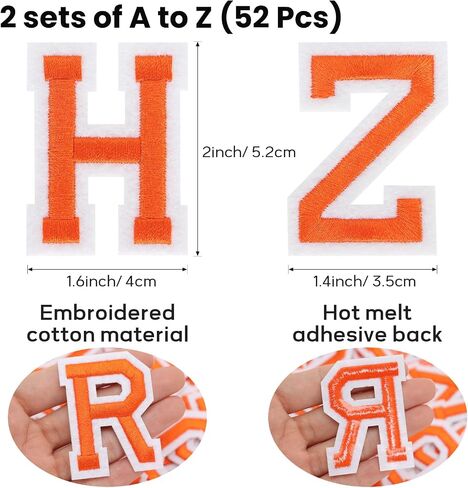 52pcs الحديد على بقع رسائل للملابس 2 مجموعات أبجدية A-Z بقع مطرزة مع لاصقة ملصقة للجبن الجينز قبعات القبعات جاكيتات جوارب القمصان أحذية على الظهر (أحمر) in Kuwait