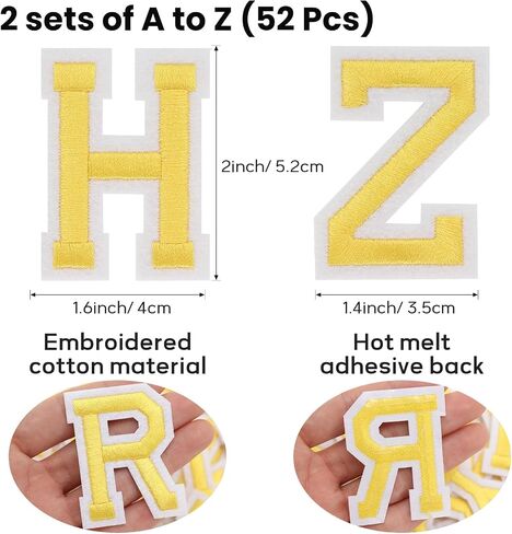 52pcs الحديد على بقع رسائل للملابس 2 مجموعات أبجدية A-Z بقع مطرزة مع لاصقة ملصقة للجبن الجينز قبعات القبعات جاكيتات جوارب القمصان أحذية على الظهر (أحمر) in Kuwait