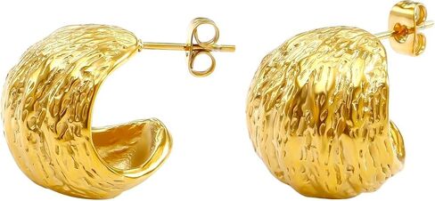 Twisted Wire 18K Gold Plated Hoop Earrings for Women, Trendy Stud Earrings Vintage Chic Casual Elegant Statement Lightweight Earrings in Saudi Arabia