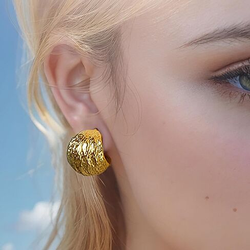 Twisted Wire 18K Gold Plated Hoop Earrings for Women, Trendy Stud Earrings Vintage Chic Casual Elegant Statement Lightweight Earrings in Saudi Arabia