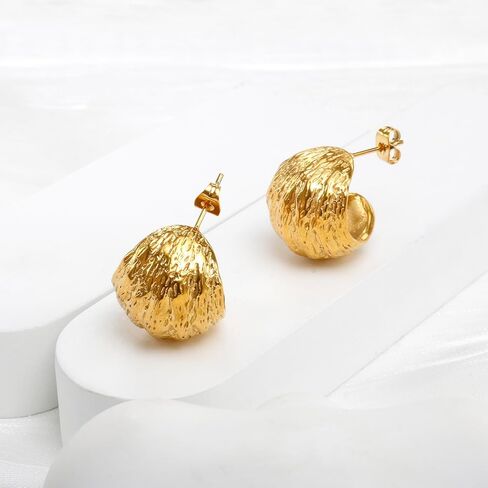 Twisted Wire 18K Gold Plated Hoop Earrings for Women, Trendy Stud Earrings Vintage Chic Casual Elegant Statement Lightweight Earrings in Saudi Arabia