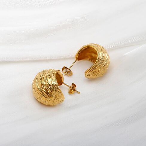 Twisted Wire 18K Gold Plated Hoop Earrings for Women, Trendy Stud Earrings Vintage Chic Casual Elegant Statement Lightweight Earrings in Saudi Arabia