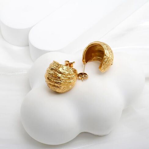 Twisted Wire 18K Gold Plated Hoop Earrings for Women, Trendy Stud Earrings Vintage Chic Casual Elegant Statement Lightweight Earrings in Saudi Arabia
