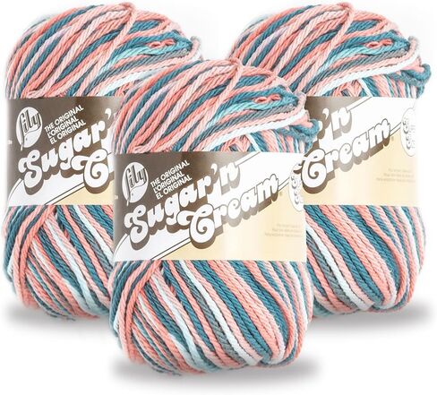 Lily Super Size Ombre Sunrise Ombre Yarn - 3 Pack of 85g/3oz - 100% Cotton - #4 Worsted (Medium) - 143 Yards - Knitting/Crochet in Saudi Arabia