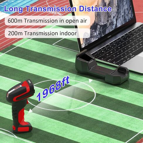 ماسح باركود لاسلكي مع قاعدة متوافق مع بلوتوث. مع قاعدة شحن. ماسح باركود USB 1D محمول للمخزون. قارئ باركود لاسلكي وسلكي 2.4G للكمبيوتر اللوحي iPhone iPad Android iOS in Saudi Arabia