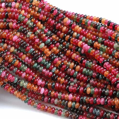 150pcs 2x4mm طبيعية التورمالين رونديل حبات abacus حجر الحجر حوزة فضفاضة الفاصل حبات الحجر in Kuwait