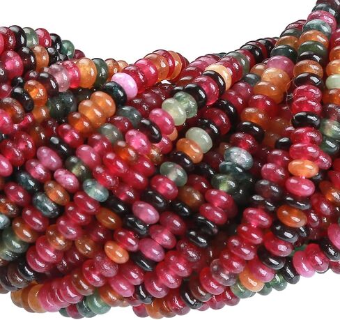 150pcs 2x4mm طبيعية التورمالين رونديل حبات abacus حجر الحجر حوزة فضفاضة الفاصل حبات الحجر in Kuwait
