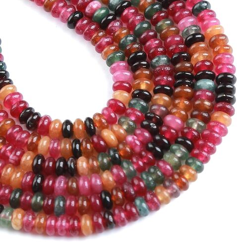 150pcs 2x4mm طبيعية التورمالين رونديل حبات abacus حجر الحجر حوزة فضفاضة الفاصل حبات الحجر in Kuwait