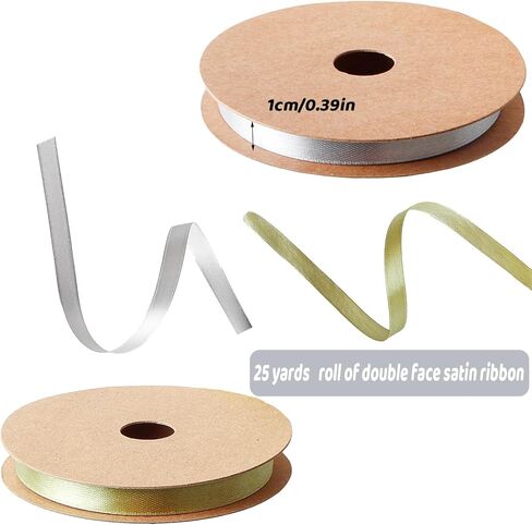 2 Rolls Ribbon Green & Orange 1/2 inch x 25 Yards Satin Ribbon Thick Durable Ribbon for Gift Wrapping, Wedding, Crafts,Easter, Flower Bouquet, Hair, Christmas Decorations and More in Kuwait