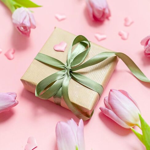 2 Rolls Ribbon Green & Orange 1/2 inch x 25 Yards Satin Ribbon Thick Durable Ribbon for Gift Wrapping, Wedding, Crafts,Easter, Flower Bouquet, Hair, Christmas Decorations and More in Kuwait