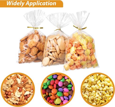 Riceduo 100 pack Cellophane Treat Parcs مع Twist Ries - 5 × 7 بوصة بوصة واضحة لحفلات الأكياس للحلوى ، والكعك ، والهدوء ، والاستحمام للأطفال ولف هدايا العطلات in Kuwait