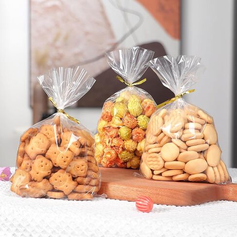 Riceduo 100 pack Cellophane Treat Parcs مع Twist Ries - 5 × 7 بوصة بوصة واضحة لحفلات الأكياس للحلوى ، والكعك ، والهدوء ، والاستحمام للأطفال ولف هدايا العطلات in Kuwait