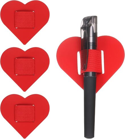 uxcell 4 Pcs Heart Pen Loop Holder for Notebook, Self Adhesive Pen Holder PU Leather Pencil Elastic Loop Designed for Tablet, Journals Clipboards, Notebooks, Journals, Calendars (Purple) in Saudi Arabia