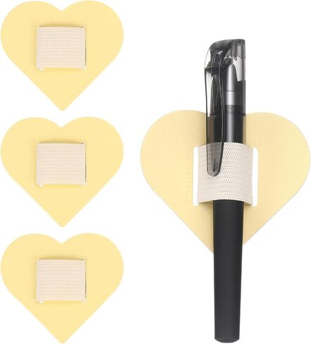 uxcell 4 Pcs Heart Pen Loop Holder for Notebook, Self Adhesive Pen Holder PU Leather Pencil Elastic Loop Designed for Tablet, Journals Clipboards, Notebooks, Journals, Calendars (Purple) in Saudi Arabia